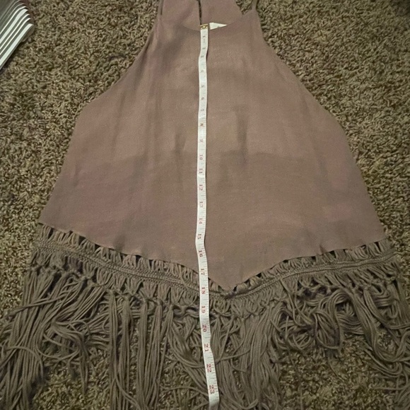 Mustard seed light purple medium Woven Crochet Fringe Tank Top - Picture 7 of 8